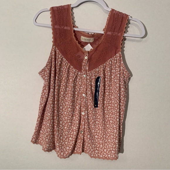 Lucky Brand Terracotta Floral Lace Tank Top - Picture 4 of 14